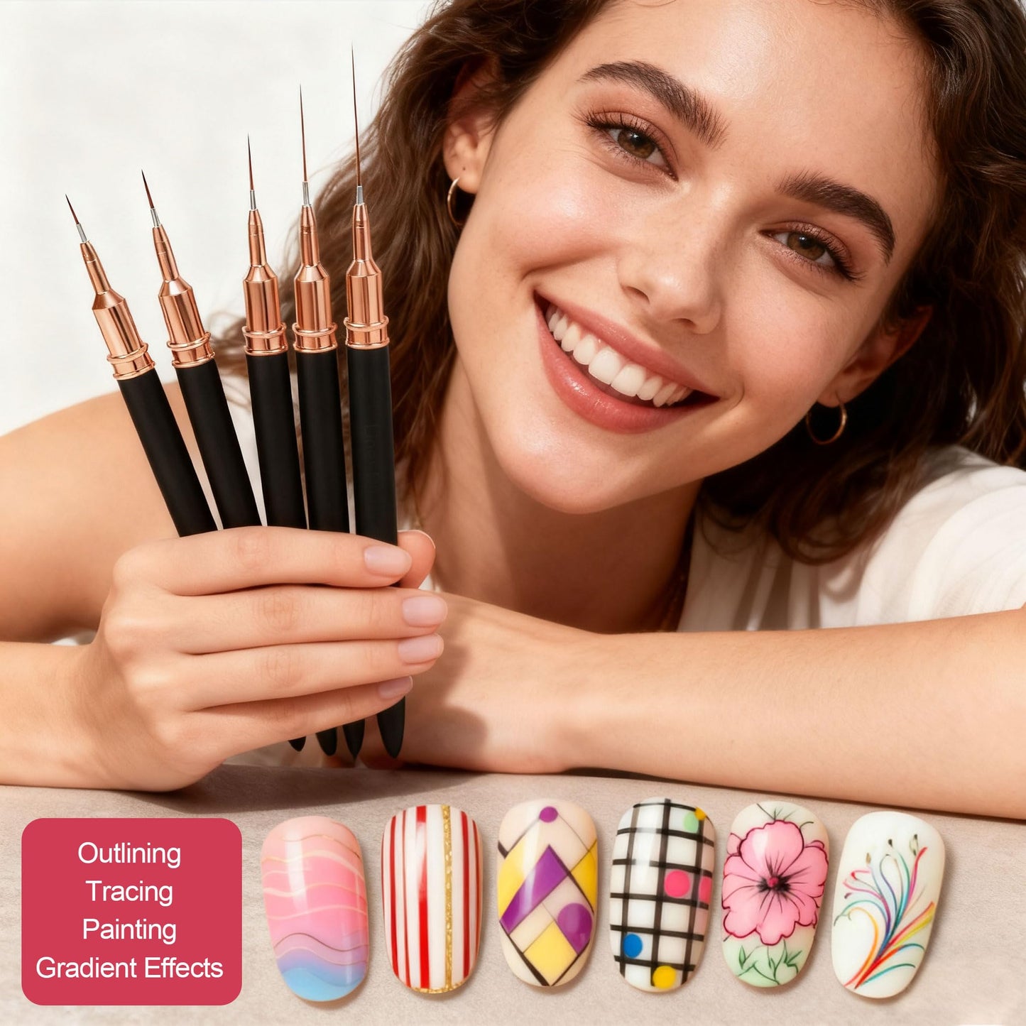 Artdone Nail Striping Tape Lines Kit With Nail Art Pens Liner Brushes Beauty and Personal Care Artdone