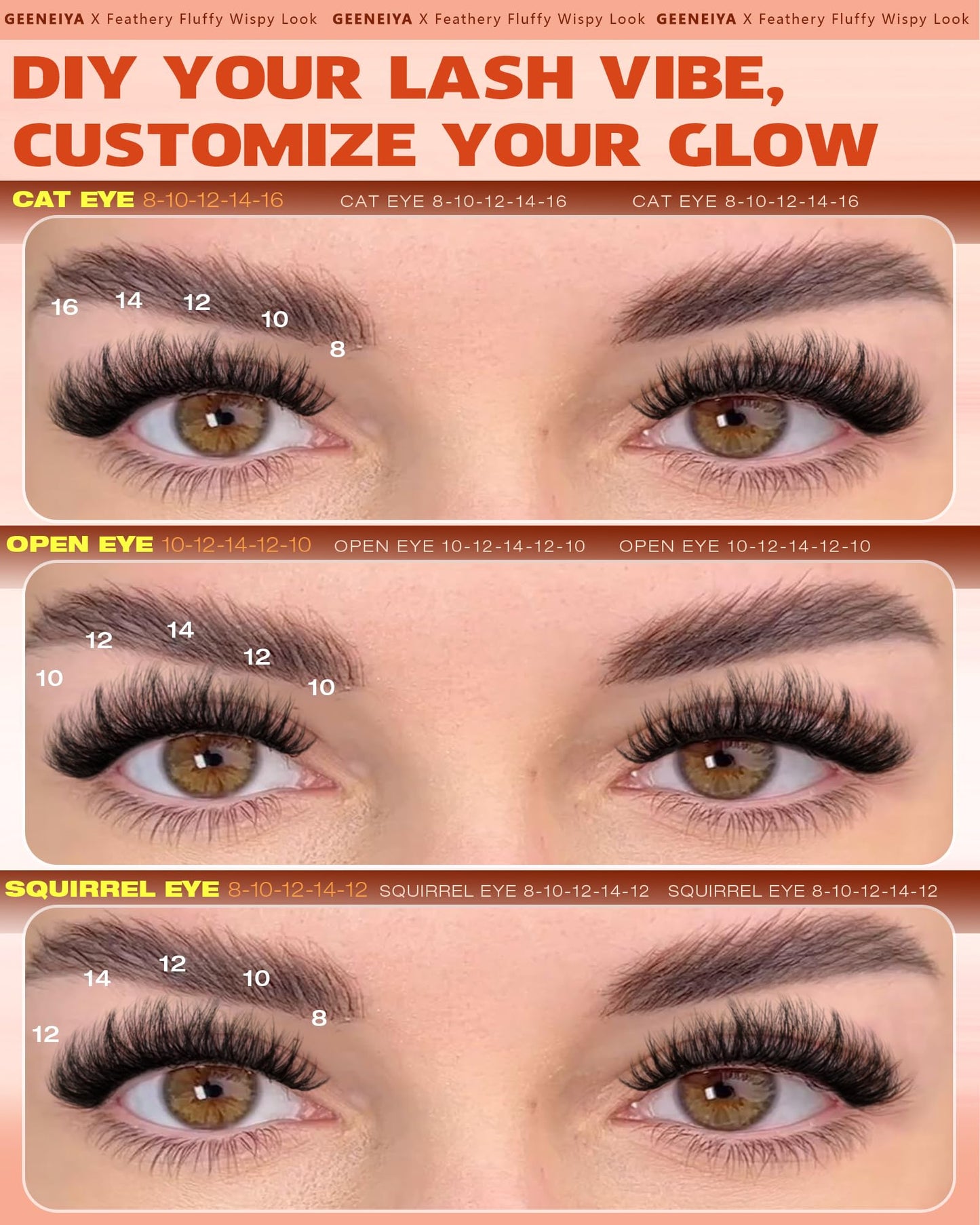 Geeneiya Fluffy Lash Clusters Kit Wispy Eyelash Clusters Kit, 8-16MM Natural Lashes Clusters Kit, C Curl Cluster Eyelash Extensions, DIY Lash Beauty and Personal Care Geeneiya