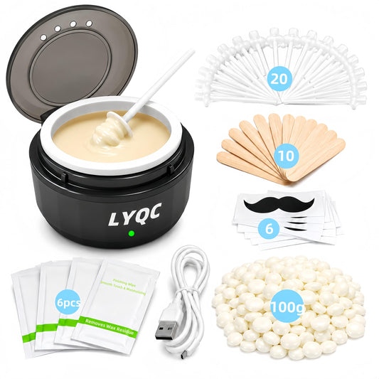 LYQC Nose Wax Kit Men, Mini Wax Warmer for Nose Eyebrow Ear Hair Removal, waxing kit with USB Fast Heat?including 100g Beads & 30 Sticks?Portable wax Beauty and Personal Care LYQC