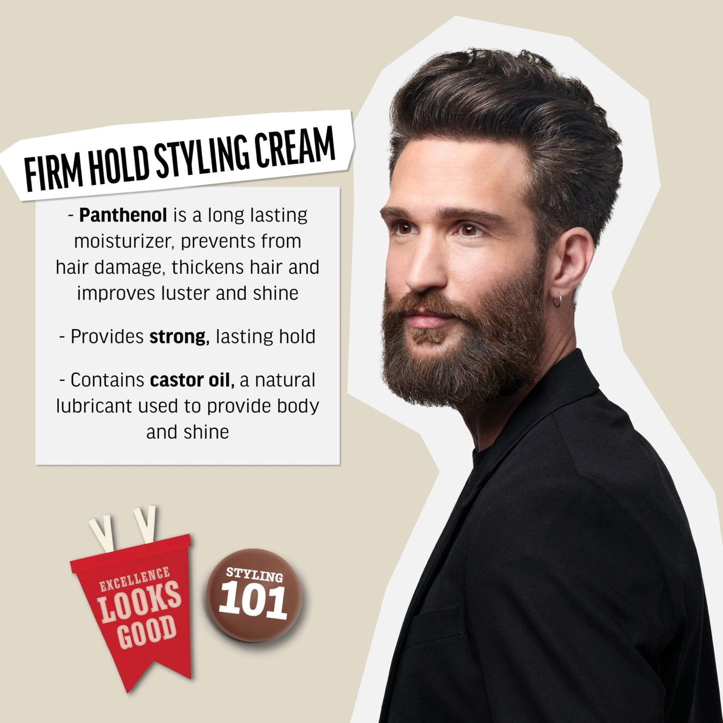 American Crew Men's Hair Styling Cream, Like Gel with Firm Hold and Low Shine, 3.3 Fl Oz