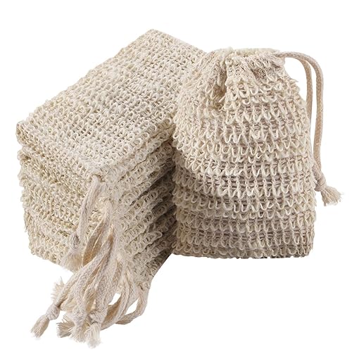 Trounistro 30 Pack Soap Exfoliating Bags Pouch Soap Saver Natural Ramie Mesh Soaps Bag Hand Made Soaps Bag with Drawstring for Bath & Shower Use