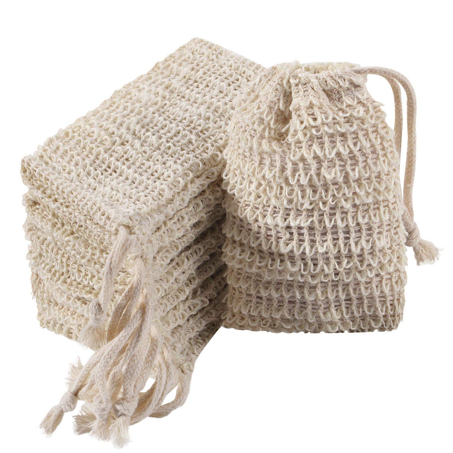 Trounistro 30 Pack Soap Exfoliating Bags Pouch Soap Saver Natural Ramie Mesh Soaps Bag Hand Made Soaps Bag with Drawstring for Bath & Shower Use
