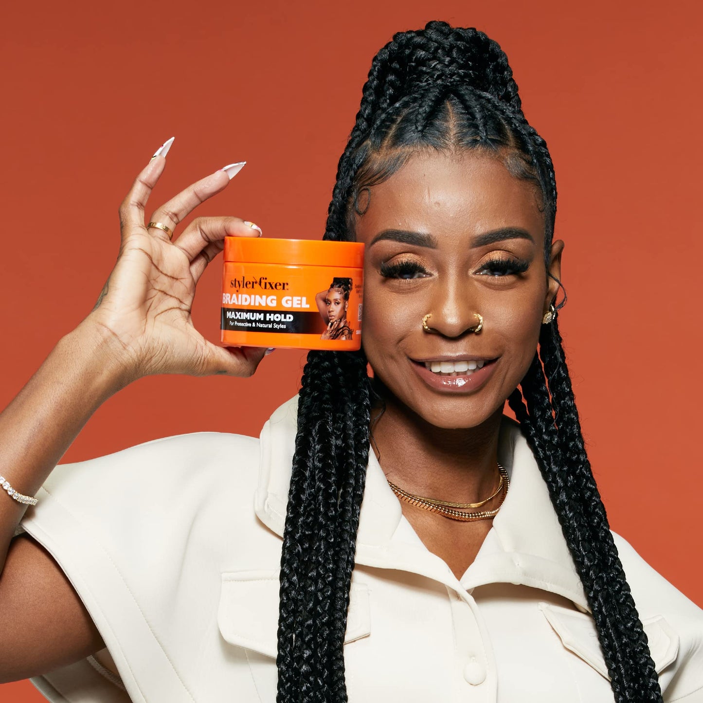 Red by Kiss Hold Braiding Gel for Box Braids, Cornrows- Hydrating, Conditioning, Adds High Shine, Enriched with Certified Organic Jamaican Black