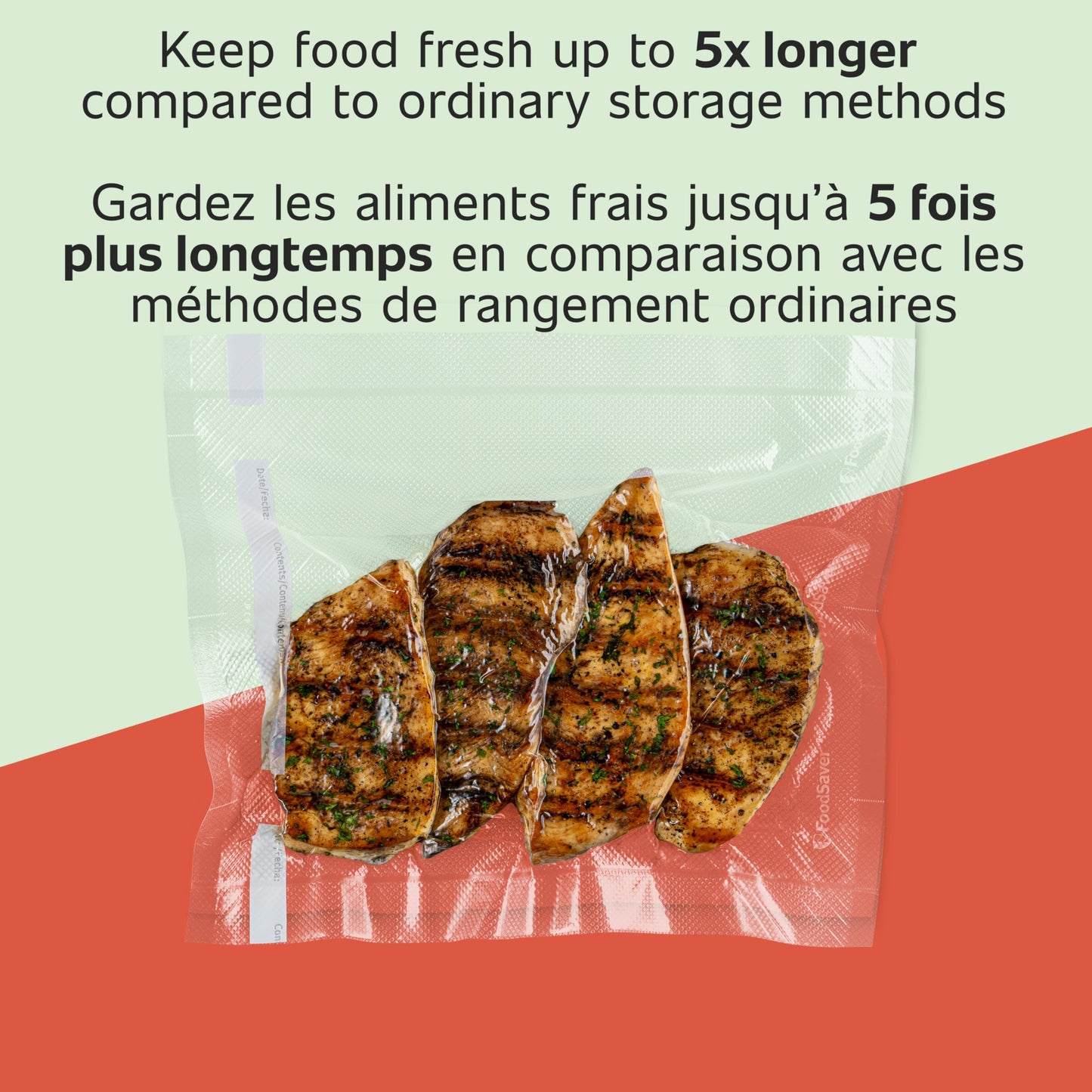 FoodSaver Vacuum Sealer Bags, Rolls for Custom Fit Airtight Food Storage and Sous Vide, 8" x 20' (Pack of 2)