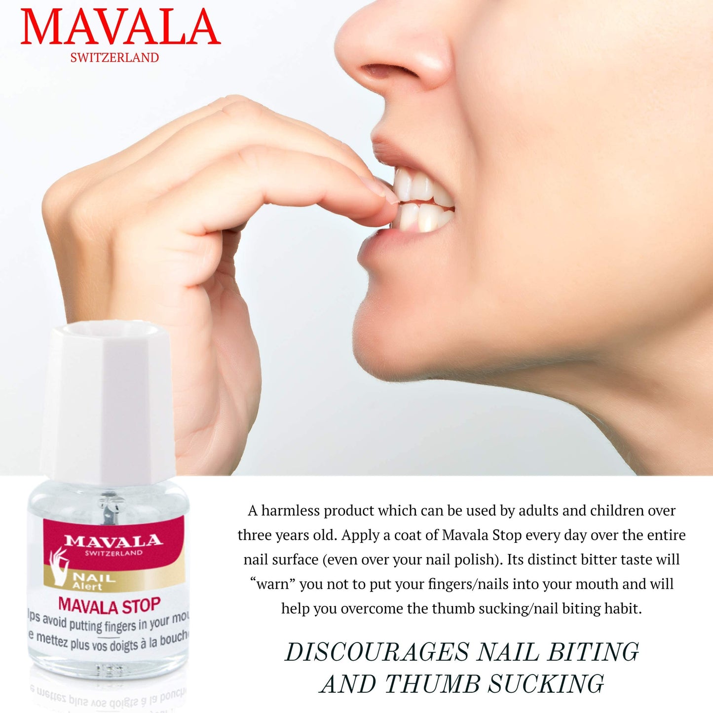 Mavala Stop Deterrent Nail Polish Treatment | Nail Care to Help Stop Putting Fingers In Your Mouth | Bitter Taste| Easy Application | For Ages 3+ | Beauty and Personal Care MAVALA