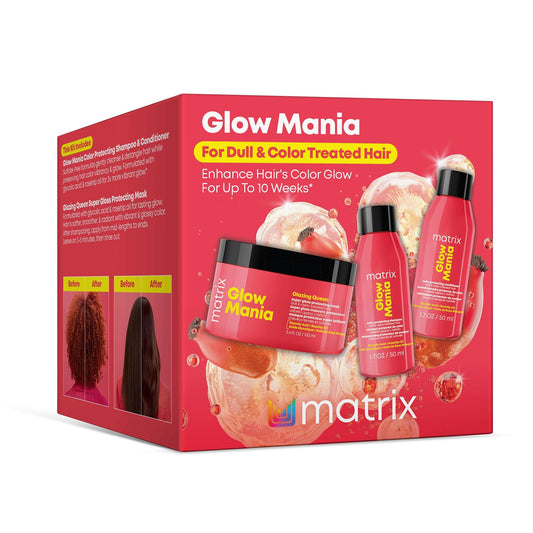 Matrix Glow Mania Mini Kit - Enhances Shine and Moisturizes, Preserves and Protects Color Vibrancy, For Dull and Color-Treated Hair, Sulfate-Free