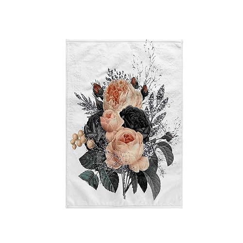 3dRose Towel - Pretty Peach, Gray, Black, and Image of Silver Floral Design - 15 by 22-inches (TWL_307947_1)