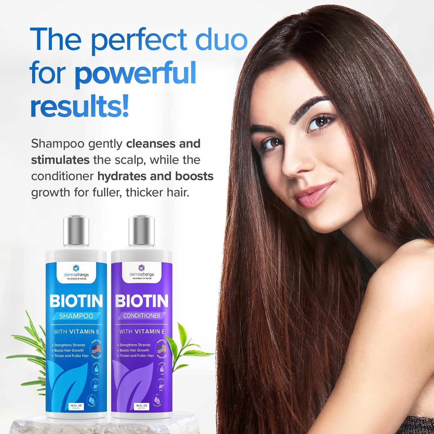 DermaChange Biotin Shampoo and Conditioner Set - Hair Growth Shampoo and Conditioner for Men & Women - Shampoo Conditioner for Dry, Damage & thinning