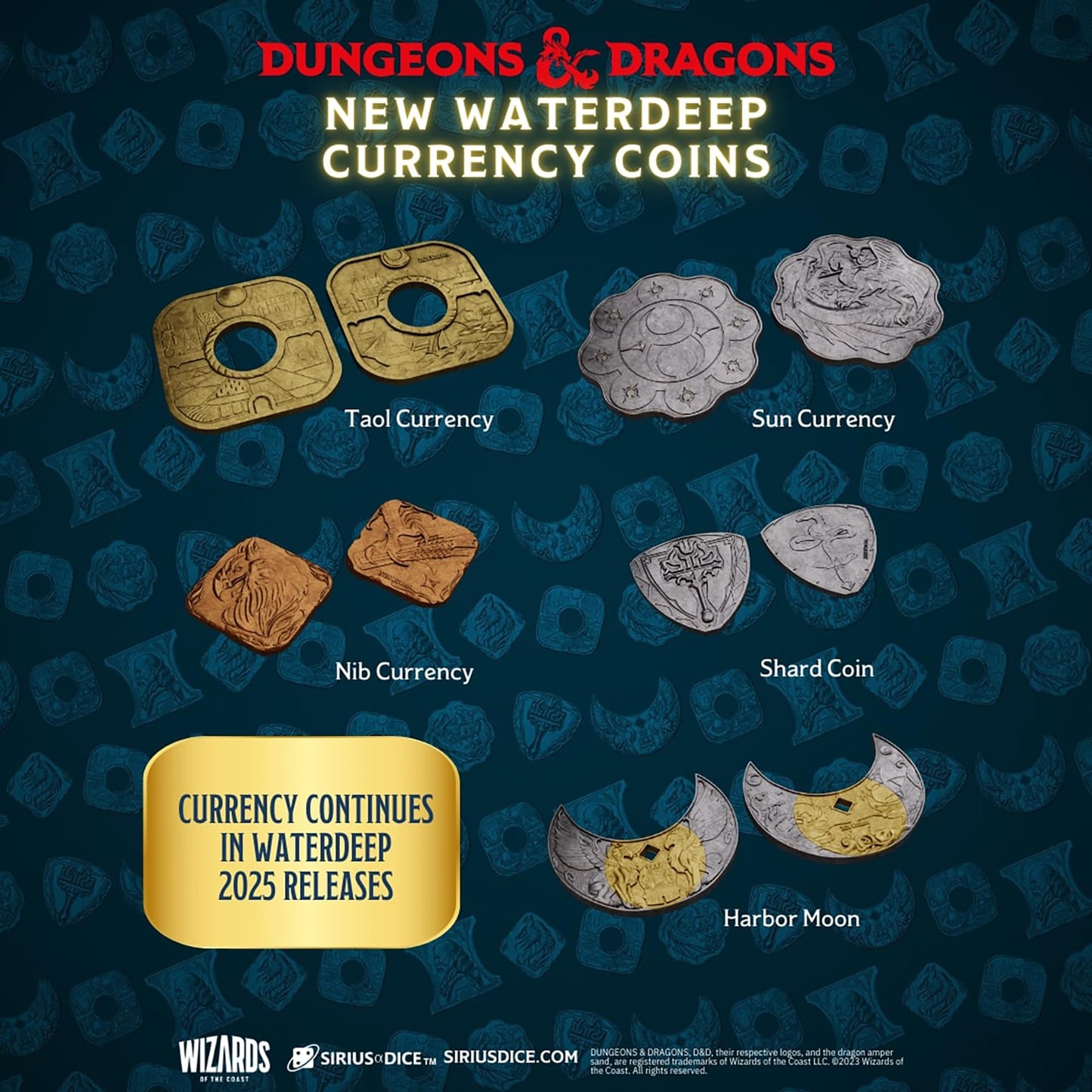 Dungeons & Dragons: Xanathar's Treasure Pack - Randomly Assorted Set w/ 7pc Dice, Metal Coin & Dice Bag - RPG, D&D Waterdeep Collection, Sirius Dice