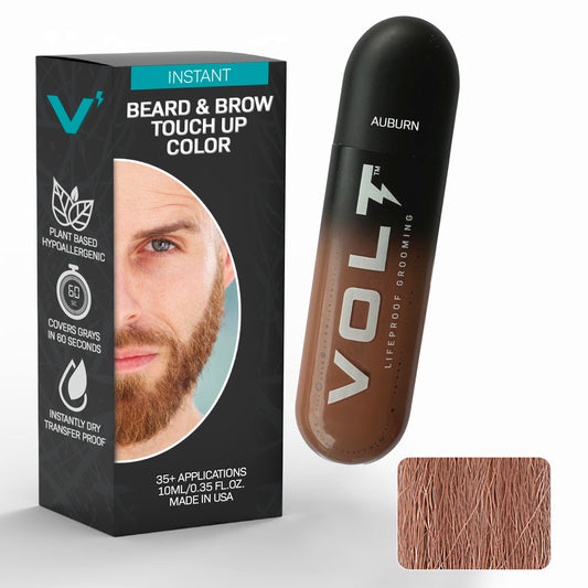 VOLT Grooming Temporary Instant Beard Color for Men, Quick Drying Plant-Based Brush On Beard, Hair, Mustache & Eyebrow Color, Safe for Sensitive Skin