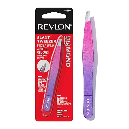 Revlon Diamond Collection Slanted Tip Tweezers, Ultra-Sharp for Precision Eyebrow Shaping and Facial Hair Removal, Stocking Stuffer for Women, 1 count