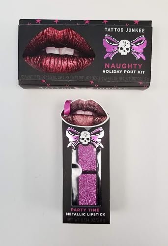Tattoo Junkee 1 Naughty Holiday Pout Kit & 1 Party Time Metallic Lipstick