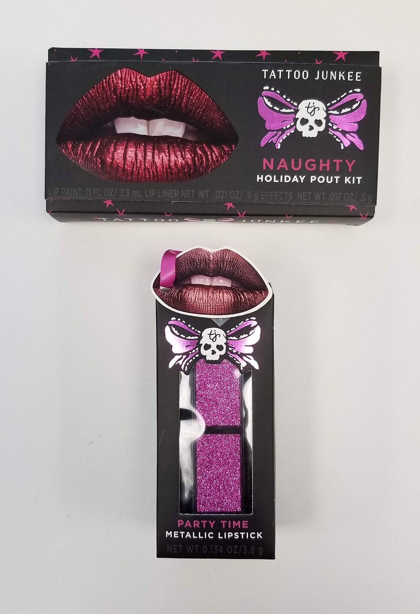 Tattoo Junkee 1 Naughty Holiday Pout Kit & 1 Party Time Metallic Lipstick