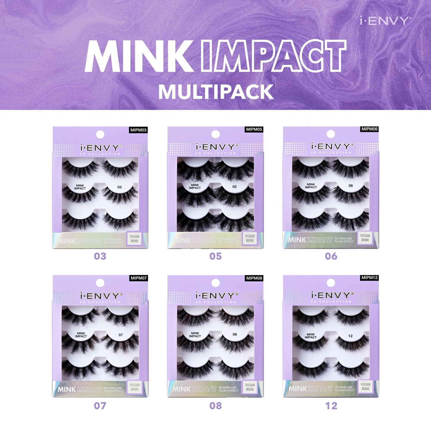 I-Envy 3-in-1 MinkImpact Multipack, 100% 3D Mink-Like Vegan Lashes, Soft, Natural, Fluffy & Lush, Clear Undetectable Band, Lightweight & Comfortable…