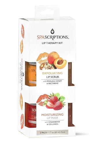 Spascriptions 2-Pack Lip Therapy Treatment to Fight Mask Wearing Dryness, Lip Scrubs and Lip Masks Exfoliate Hydrate and Sooth (Moisturizing)