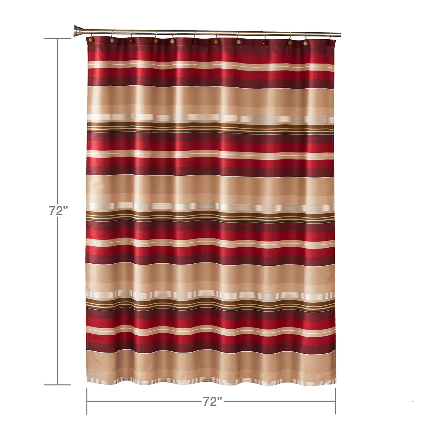 SKL Home Madison Stripe Shower Curtain, Red