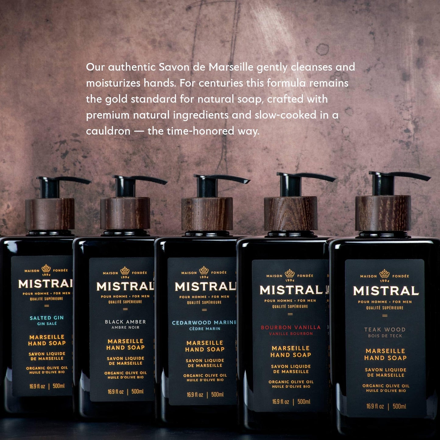 Mistral Salted Gin Liquid Hand Soap for Men | Luxury Moisturizing Handsoap with Organic Olive Oil, Glycerin and Coconut Oil | Rich Lather | Beauty & Personal Care Mistral