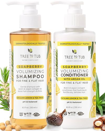 Tree To Tub Biotin Shampoo and Conditioner - Gentle Hair Thickening Shampoo and Conditioner for Fine Hair, Sensitive Scalp- Sulfate Free Shampoo