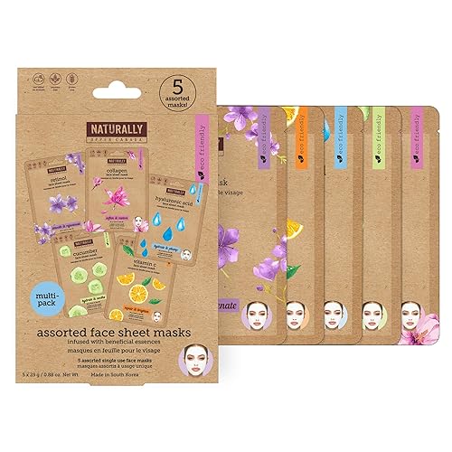 Naturally - Variety pack (Vitamin C, Hyaluronic Acid, Retinol, Cucumber, Collagen) - Perfect for at Home Spa Days, K-beauty inspired, Ingredients led