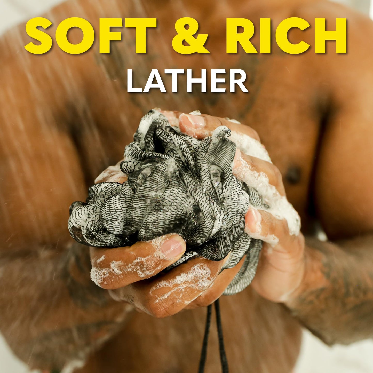 The Beard Club Premium Exfoliating Loofah Sponge - Soft Shower Body Scrubber for Men & Women, Large Bath Loofah for Luxurious Skin Care, Durable