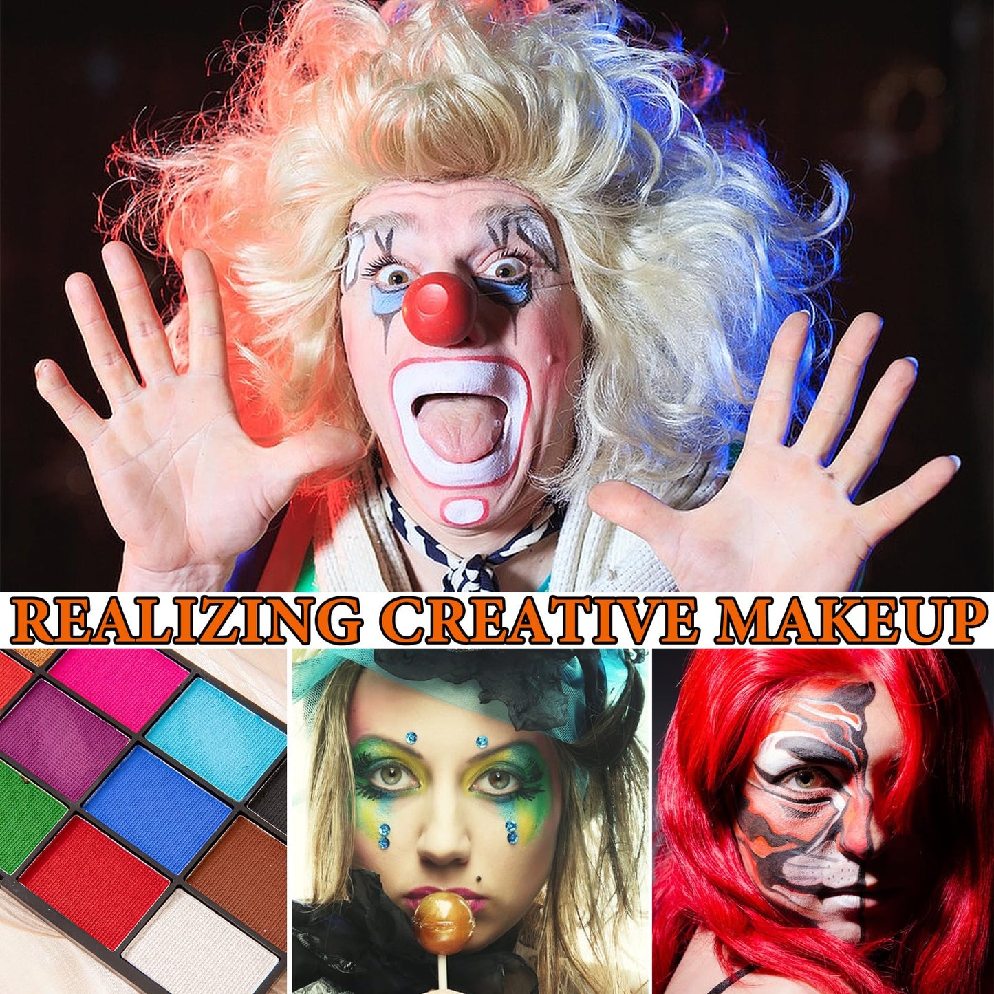 18 Colors Bruise Wheel for Special Effects,Halloween Face Body Paint SFX Makeup,Light Green Witch Zombie Gamora Face Body Paint Oil Based Cosplay