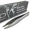 Zizzili Basics Elite Series Pointed Tweezers - Sharp Precision Tips + Surgical Grade Stainless Steel Tweezer for Professional Eyebrow and Facial Hair