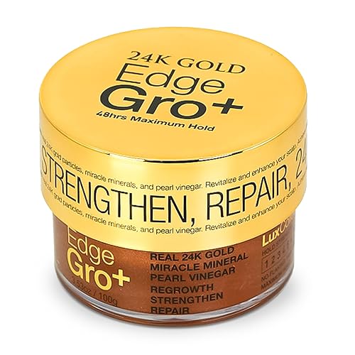Lux Collection Edge Control Gel for 4C Hair - Maximum Hold 48 Hour Edge Control for Hair, Edge Lux Edge Gro+ with Castor Oil & Biotin, 3.53oz