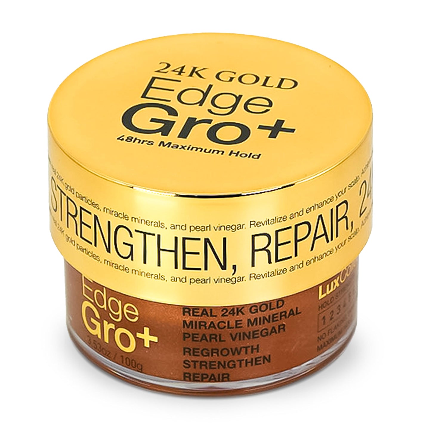 Lux Collection Edge Control Gel for 4C Hair - Maximum Hold 48 Hour Edge Control for Hair, Edge Lux Edge Gro+ with Castor Oil & Biotin, 3.53oz