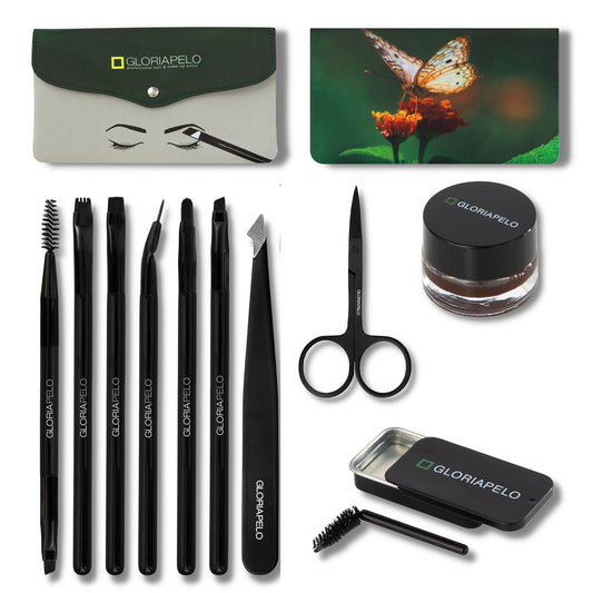 GLORIAPELO Eyebrow Brush Set - Premium Make-up Brush Kit - 10pcs Eyebrow Brush Makeup - Professional Make-up Brush Set - Eyebrow Makeup Gel - Eyebrow Beauty & Personal Care GLORIAPELO