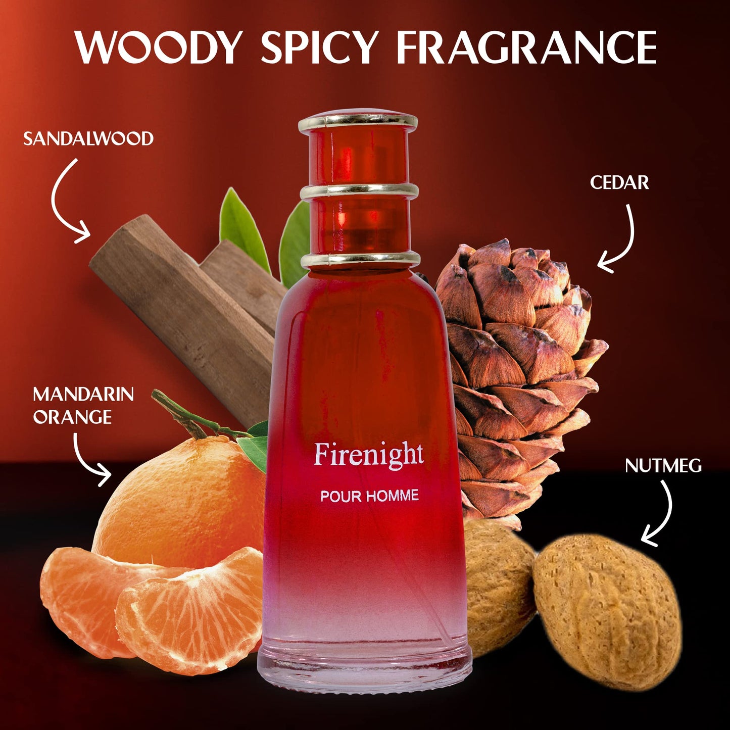NovoGlow Firenight Pour Homme- Eau De Parfum Spray Perfume, Fragrance For Men- Daywear, Casual Daily Cologne 3.4 Oz Bottle- Ideal EDT Beauty Gift