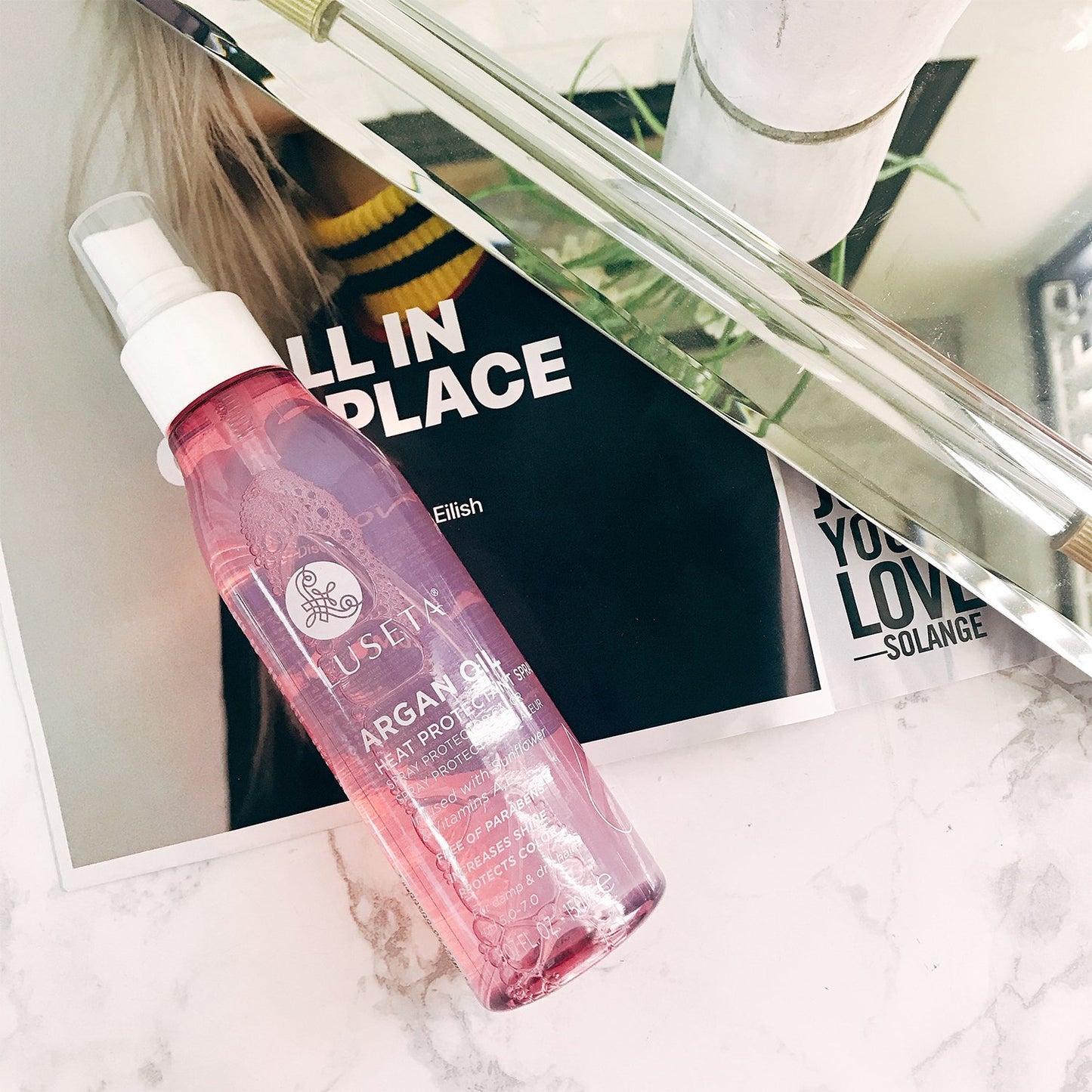 Luseta Argan Oil Heat Protectant Spray, Reduces Blow-dry Time by 50%, Provides Invisible Weightless Heat Shield to Fight Against Damage Caused by UV