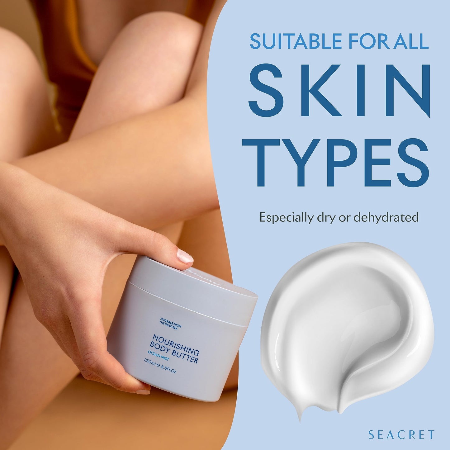 SEACRET OCEAN MIST BODY BUTTER: Hydrating Body Moisturizer Cream with Shea and Cocoa Butter, Vitamins E & C, and Dead Sea Minerals