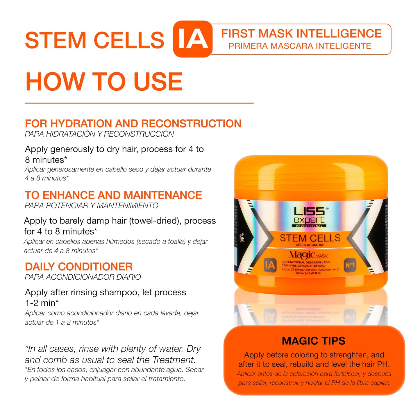 Liss Expert Professional Stem Cells Hair Organic Smoothing Treatment - Post Treatments Packages (8-MAGIC MASK AI)