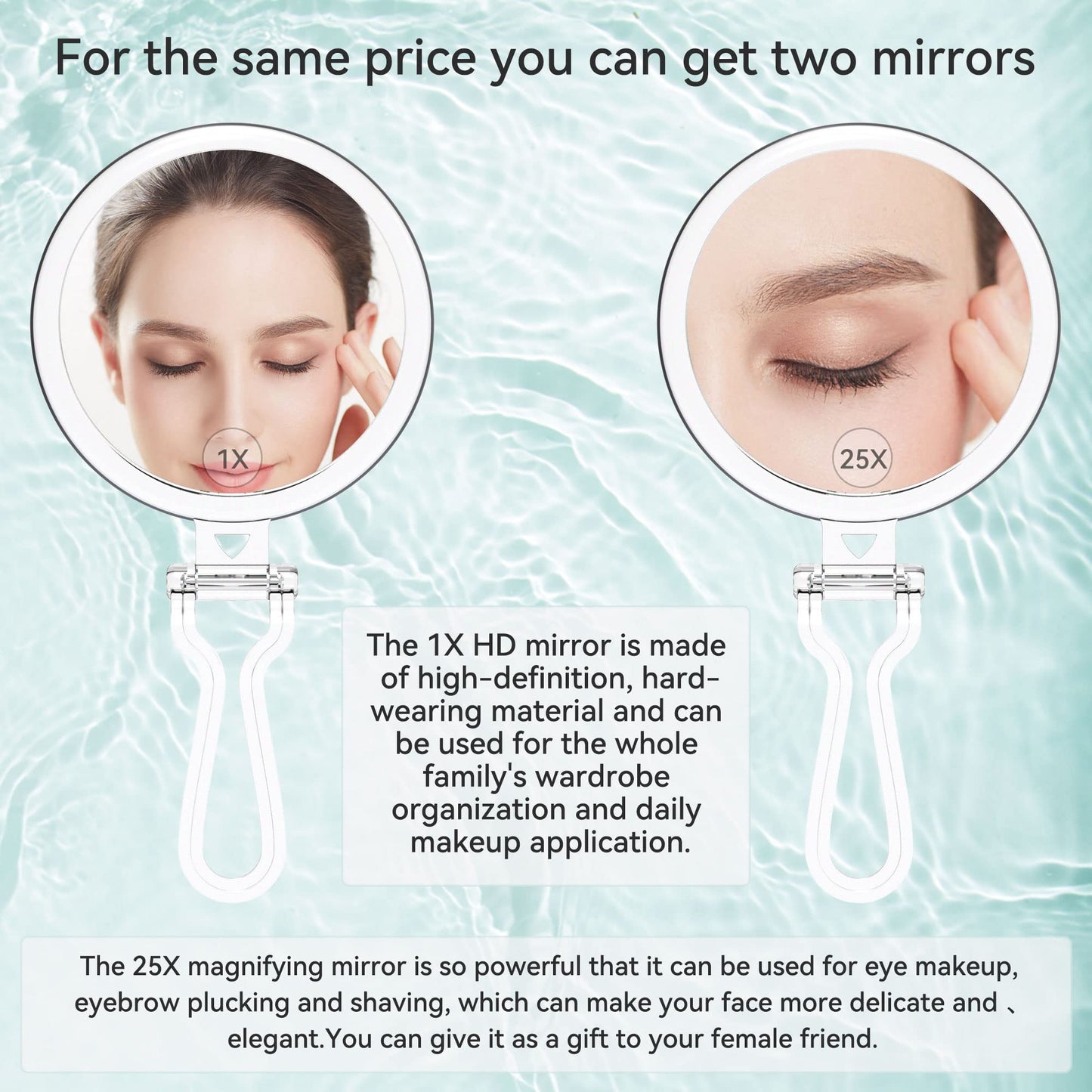 B Beauty Planet 30X Magnifying Hand Mirror, 5 Inch Diameter, Portable & Foldable, Double-Sided (30X/1X), Modern Silver Frame, Perfect for Makeup Beauty and Personal Care B Beauty Planet