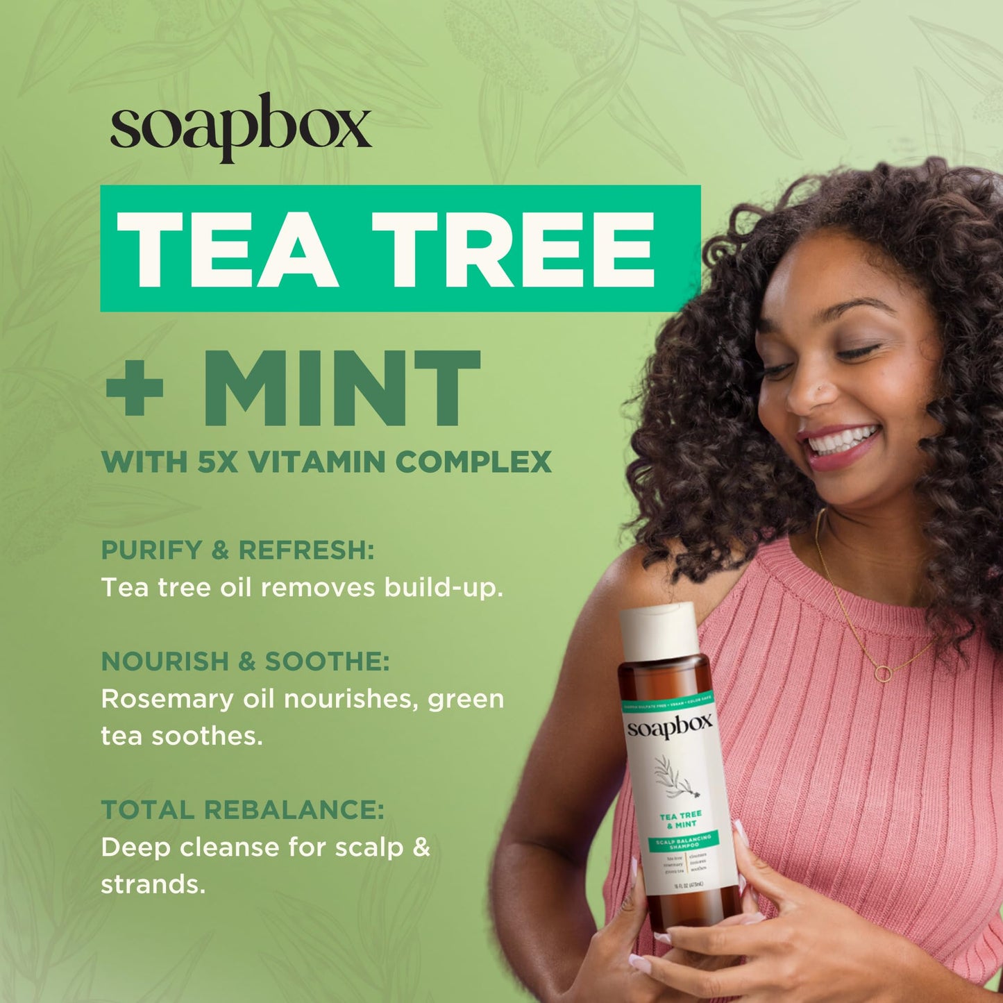 Soapbox Tea Tree Oil & Mint Shampoo & Conditioner Set, Leaves Hair & Scalp Balanced & Soothed - Clean Ingredients Free of Harsh Chemicals, Sulfates