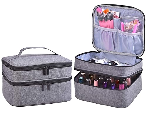 ZFZGFRCS Nail Polish Organizer- Holds 30 Bottles Nail Supply Organizers and Storage Double-layer Nail Bag Organzier Case Nail varnish Organizer Nail