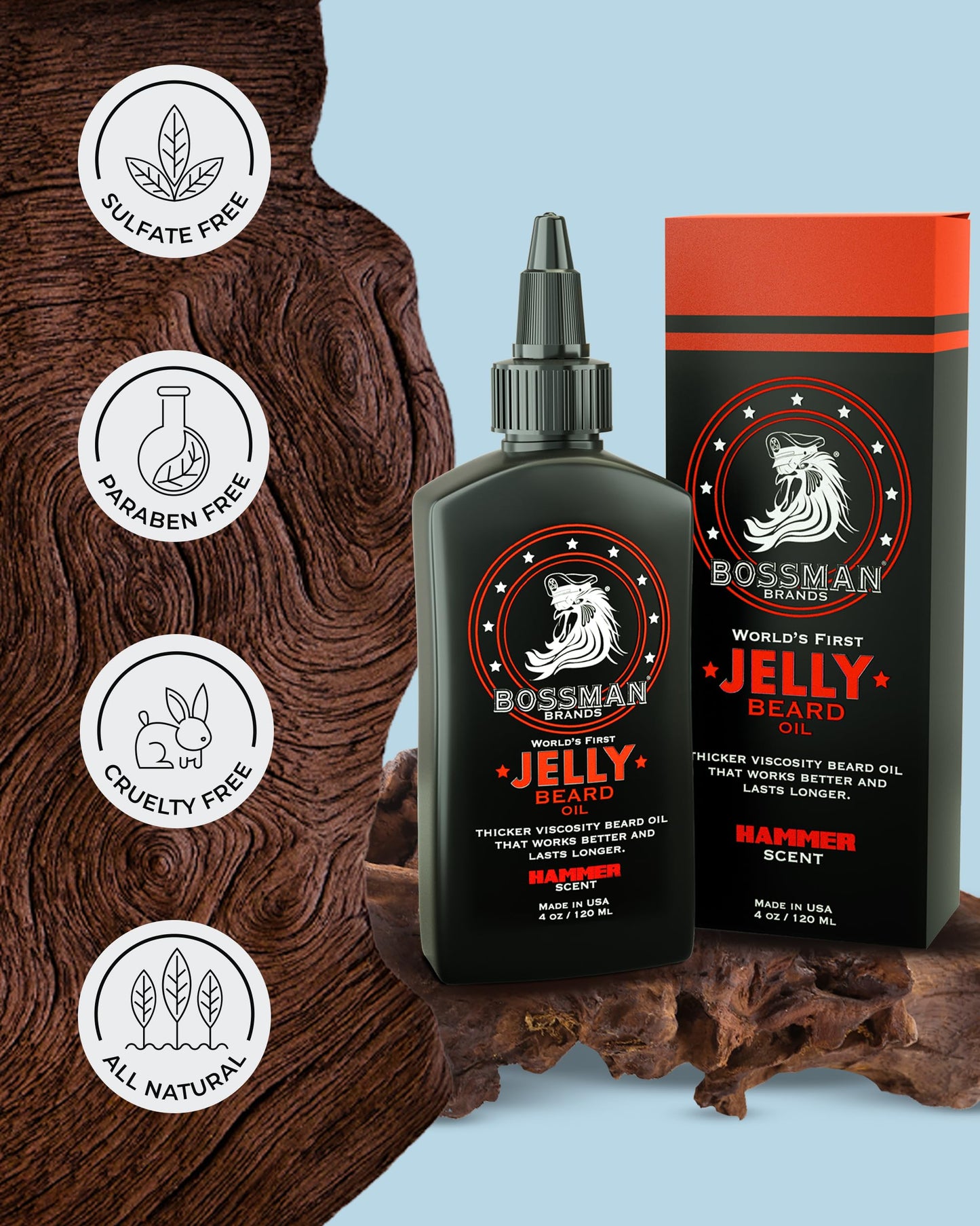 Bossman Beard Oil Jelly and Relaxing Beard Balm Combo - Hammer Scent