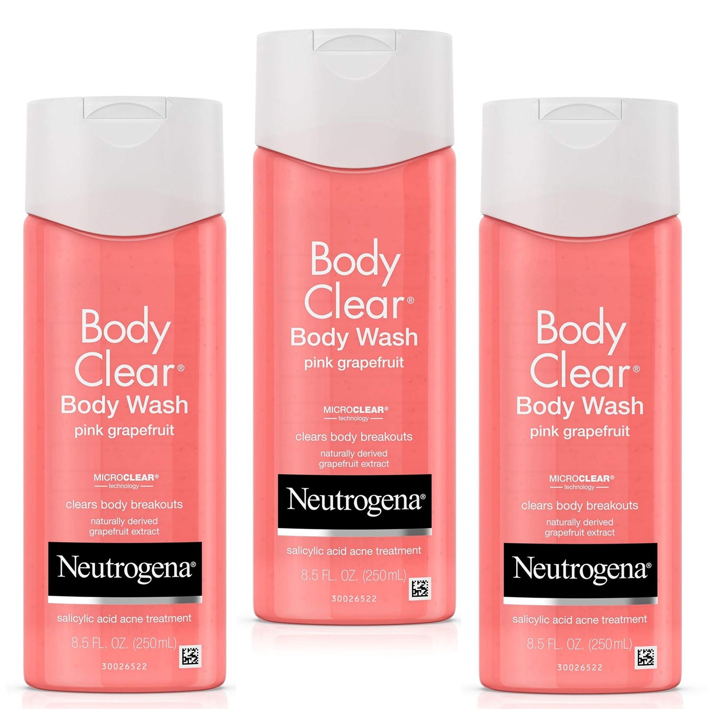 Neutrogena Body Clear Acne Treatment Body Wash with 2% Salicylic Acid Acne Medicine to Prevent Body Breakouts,Pink Grapefruit Shower Gel