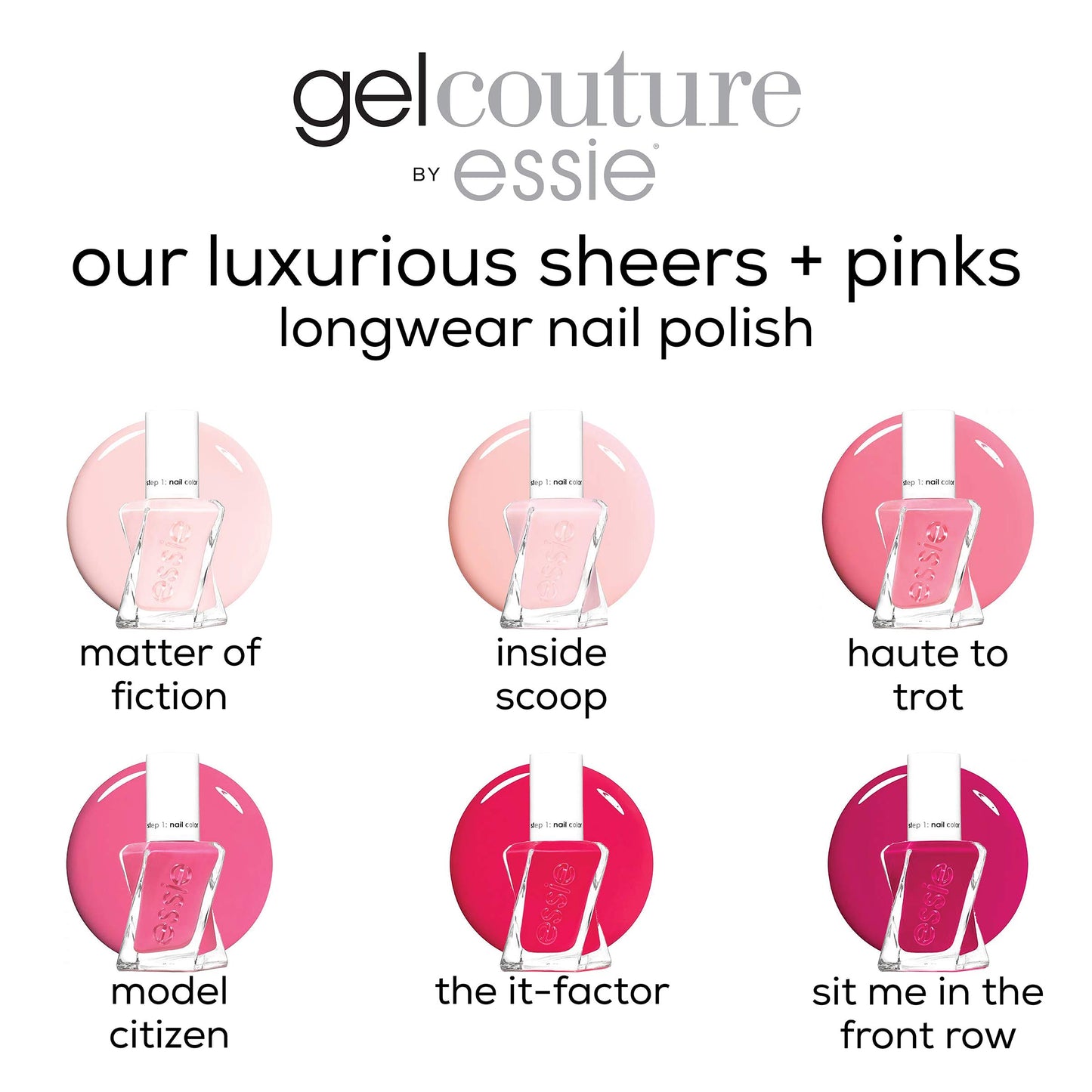 essie gel couture, gel-like nail polish, longwear, vegan formula, pink, the it-factor, 0.46 fl oz