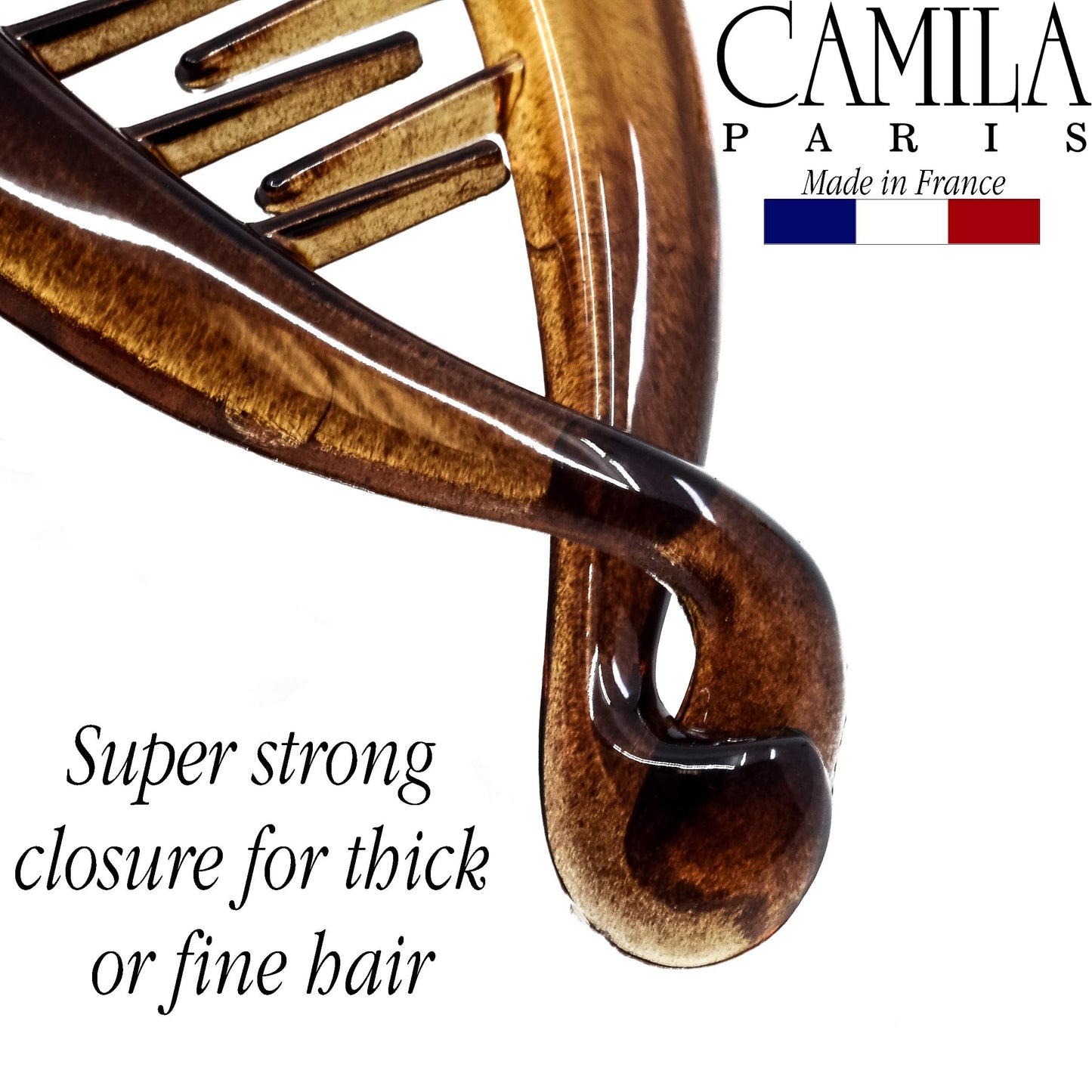 Camila Paris CP5 4.5 inch French Banana Clip Hair Comb Classic Girls Updo Flexible Ponytail Holder Interlocking Banana Combs, Fashion Durable Styling