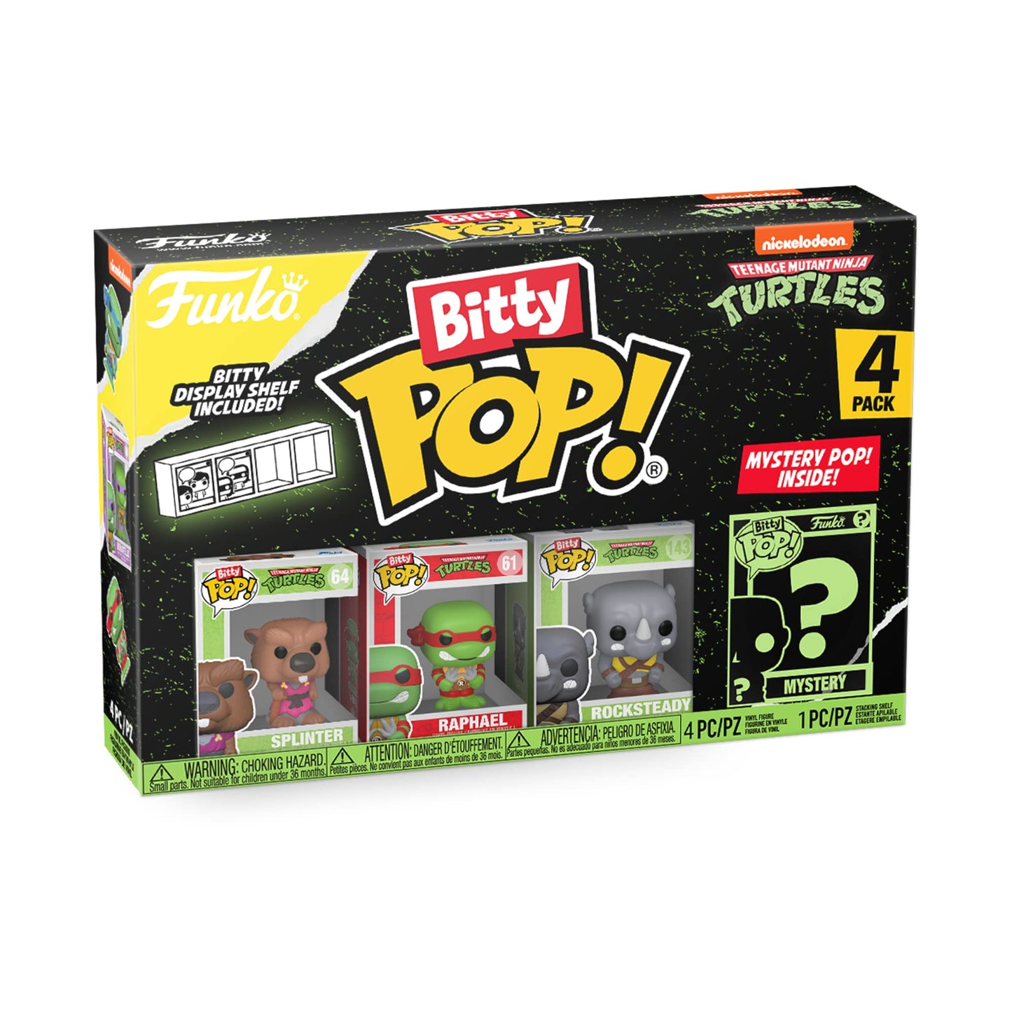 Funko Bitty POP! Teenage Mutant Ninja Turtles (TMNT) - Splinter, 4-Pack - Splinter, Raphael, Rocksteady and A Surprise Mystery Mini Figure - 0.9 Inch…