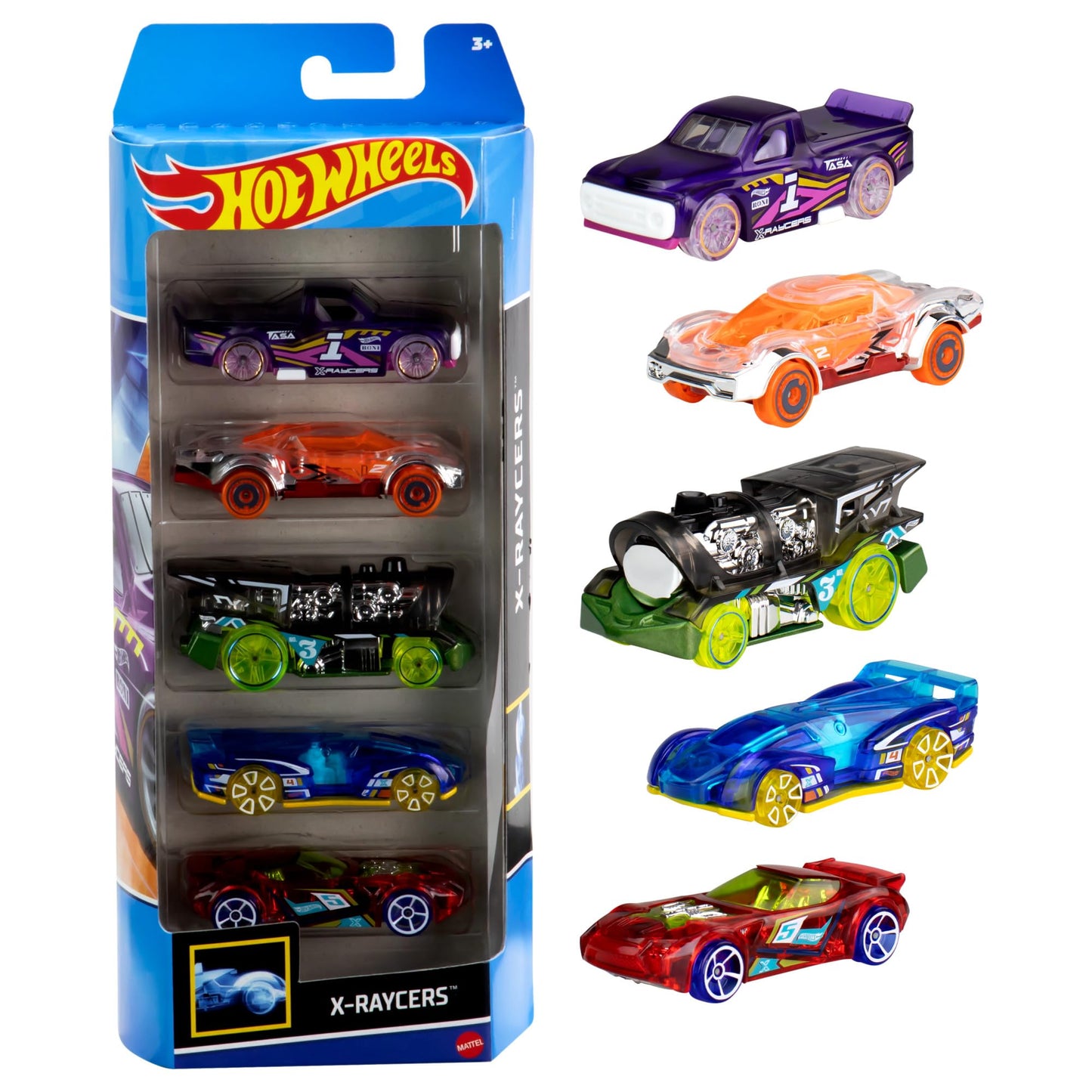 Hot Wheels 1:64 Scale Die-Cast Toy Cars 5-Pack, Set of 5 Toy Race Cars, Hot Rods, Character Cars, Rescue or Pick-Up Trucks (Styles May Vary)