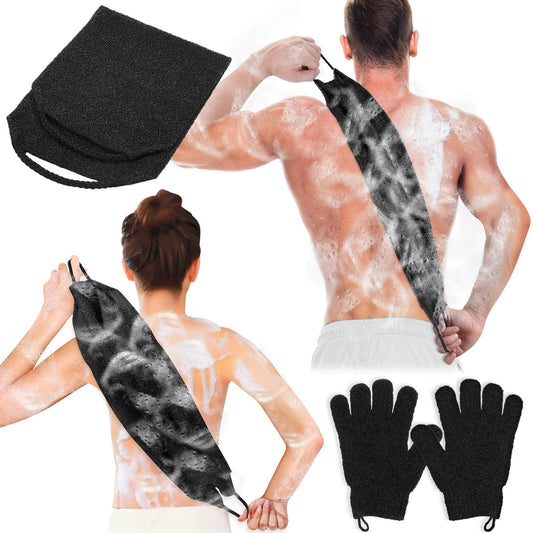 Anezus Exfoliating Back Scrubber Bath Gloves Set, Exfoliating Shower Towel with Shower Gloves for Body Scrub, Back Cleaner Wash Gloves to Remove Dead Beauty and Personal Care anezus Default Title