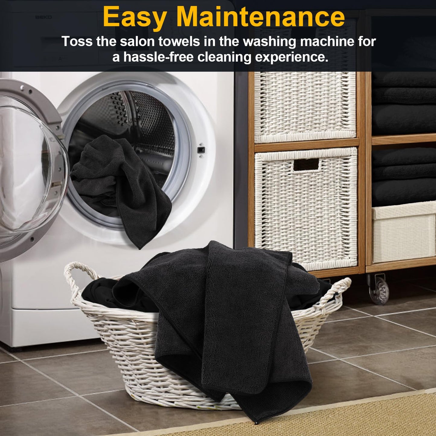 UNIMADE Salon Towels 24 Pack, Microfiber Barber Towels Bulk, (16x29 inches) Hair-Drying Cloth Super Soft Black Hand Cloth for Gym, Bath, Spa Use Beauty and Personal Care UNIMADE