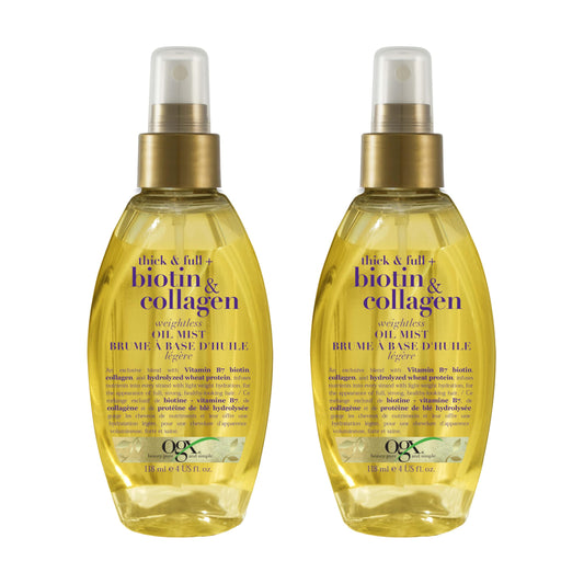 OGX Thick & Full Biotin & Collagen Weightless Oil Mist, 4 Fl Oz, 2 Pack