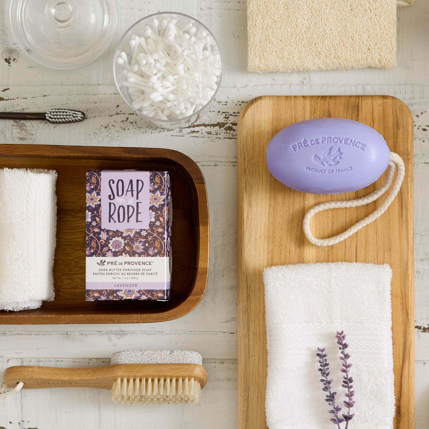 Pre de Provence Soap on a Rope Shea Butter Enriched French Bar Soap, 200g, Lavender