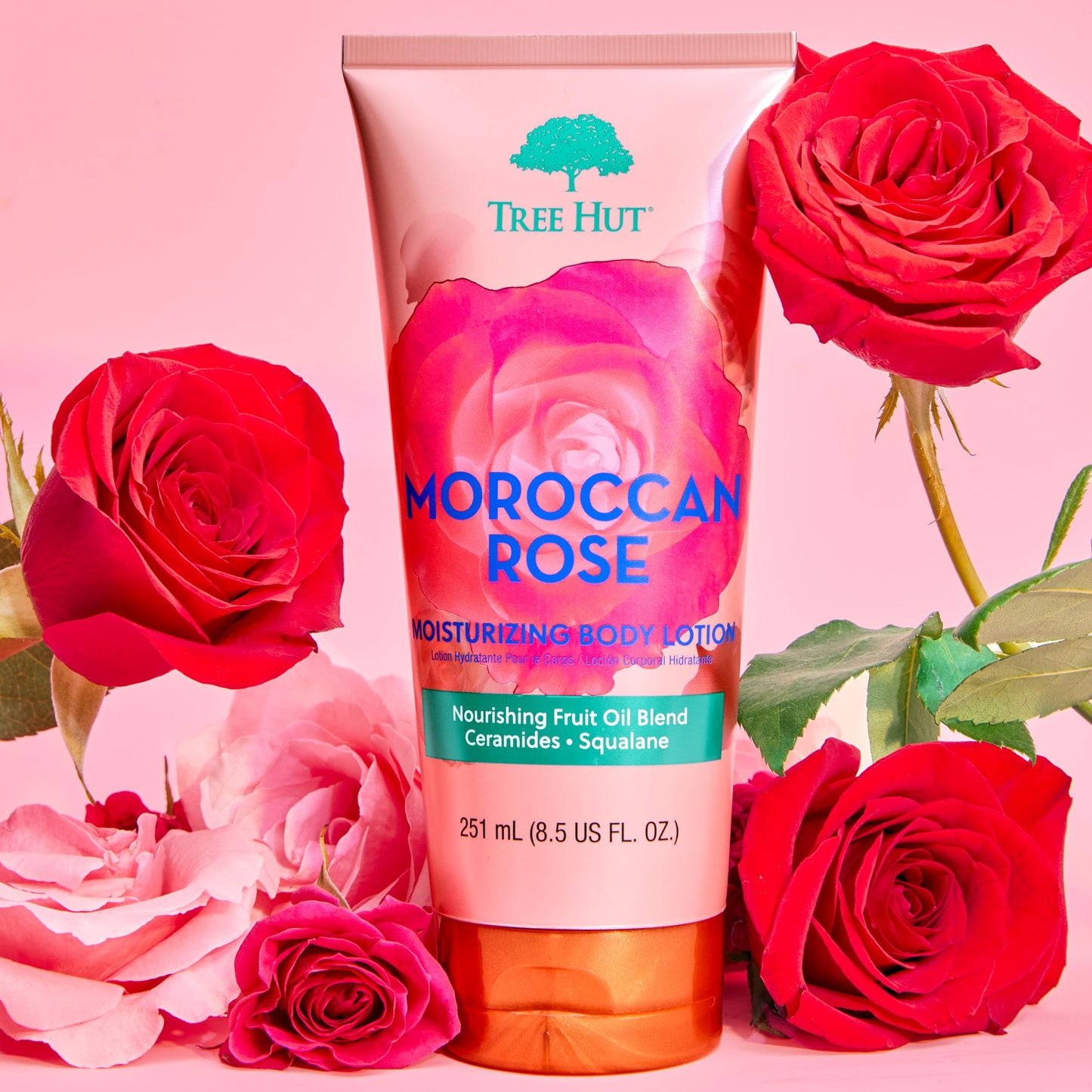 Tree Hut Moroccan Rose Moisturizing Body Lotion, Ceramide and Squalene Formula Helps Protect Skin, Long-lasting Hydration Leaves Skin Feeling Soft