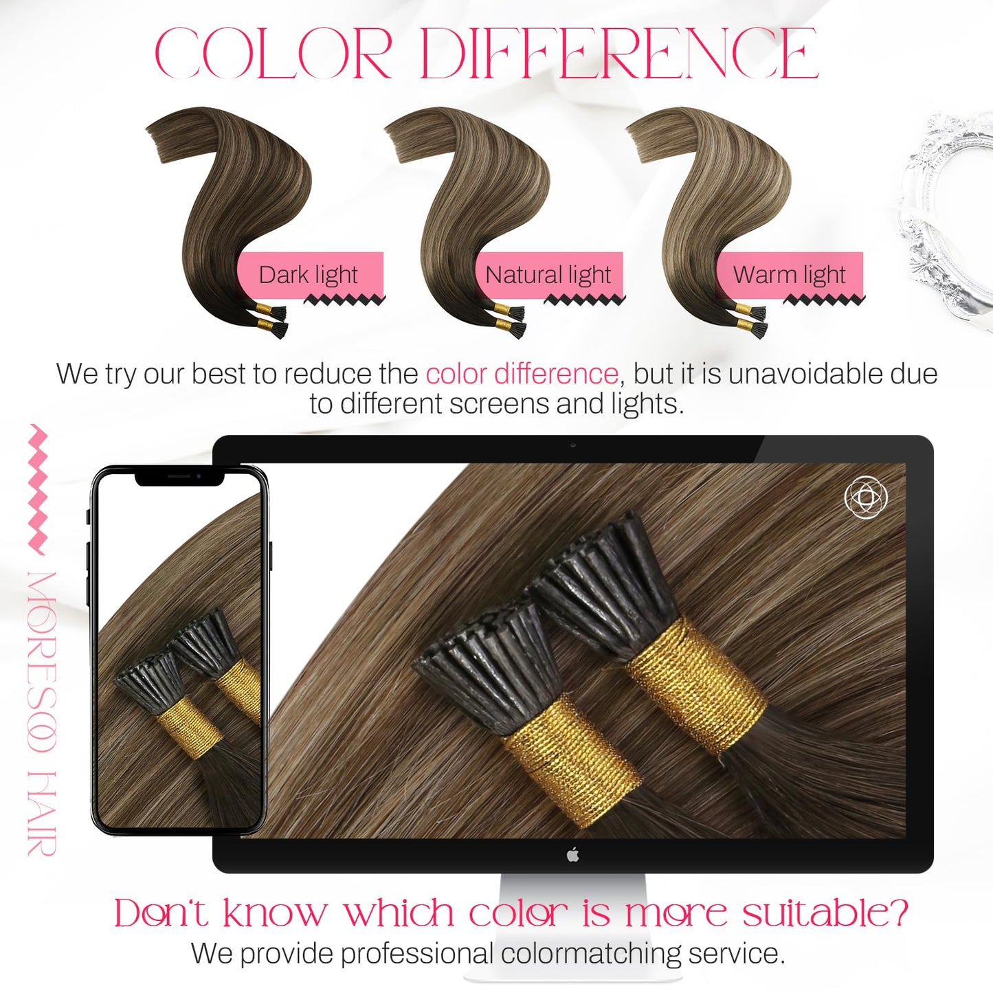Moresoo I-Tip Extensions Human Hair, Pre Bonded Stick Tipped Real 20 Inch, 40G 50 Strands, Flat Iron Friendly Chemical-Free Tint for Fine Head Beauty and Personal Care Moresoo