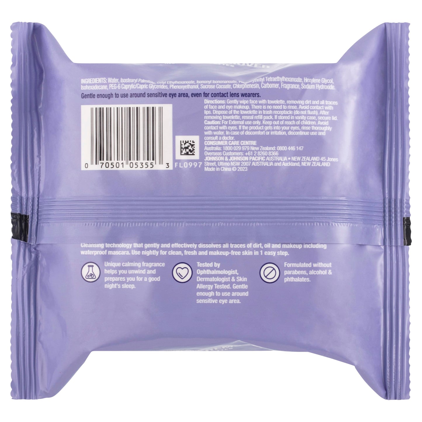 Neutrogena Night Calming Cleansing Makeup Remover Face Wipes, Disposable Nighttime Facial Towelettes to Remove Dirt, Oil, Makeup & Waterproof Mascara