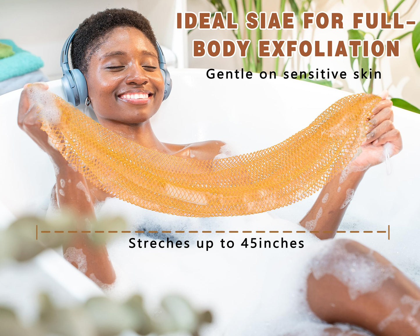 2 Pack African Net Sponge Exfoliating Body Scrubber Bath Sponge for Daily Use (Yellow + Dark Green) Beauty and Personal Care Gainlove